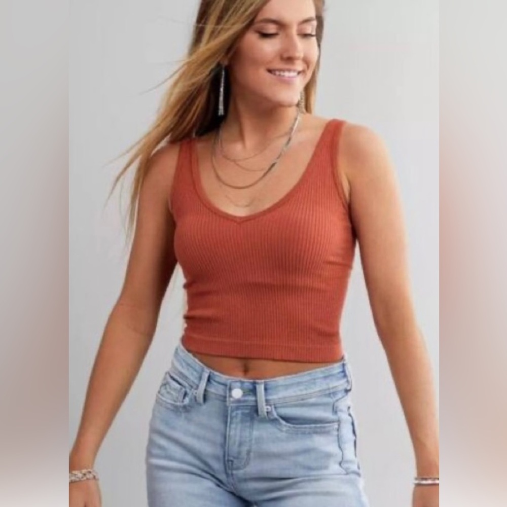 NWT Free people solid rib brami in terracotta M/L